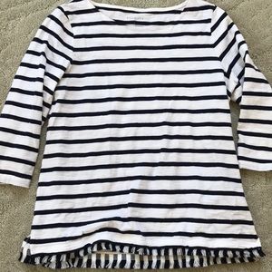 Talbots Navy and White Striped Top